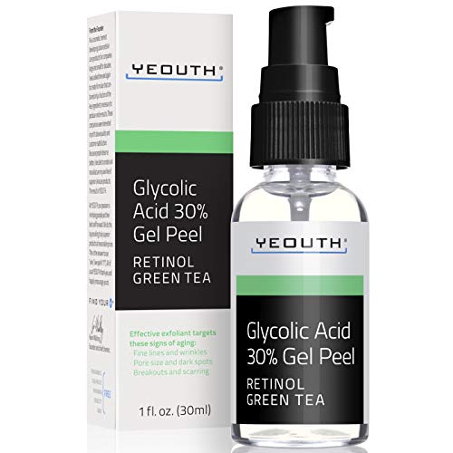 Glycolic Acid Peel 30% Professional Chemical Face Peel with Retinol, Green Tea Extract, Acne Scars, Collagen Boost, Wrinkles, Fine Lines, Sun - Age Spots, Anti Aging, Acne - 1 fl oz Yeouth Guaranteed