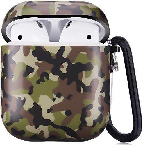 Airpods Case - LitoDream Camo Airpods Accessories Protective Hard Case Cover Portable & Shockproof Women Girls Men with Keychain for Airpods 2/1 Charging Case (Camouflage, Matted Surface)
