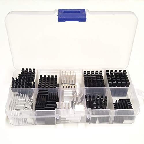 Easycargo 100pcs Heatsink Kit Small Cooler Heat Sink Set for Cooling Development Board Laptop CPU GPU VGA RAM VRAM VRM IC Chips LED MOSFET Transistor SCR Southbridge Northbridge Voltage Regulator