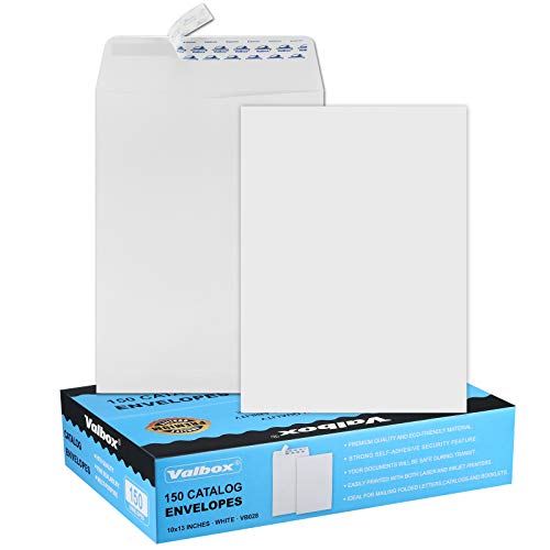 ValBox 10x13 Self Seal Catalog Envelopes 150 Packs Large White Envelopes with Peel and Seal Flap for Mailing, Organizing and Storage