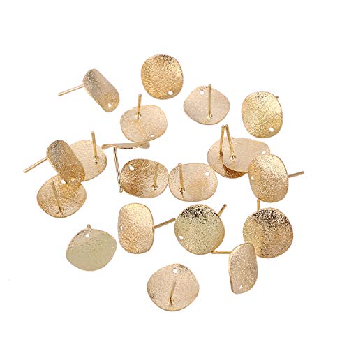 SUPVOX 20PC Alloy Stud Earrings Post Blank Base with Loop Ear Pins for DIY Jewelry Making (Golden)