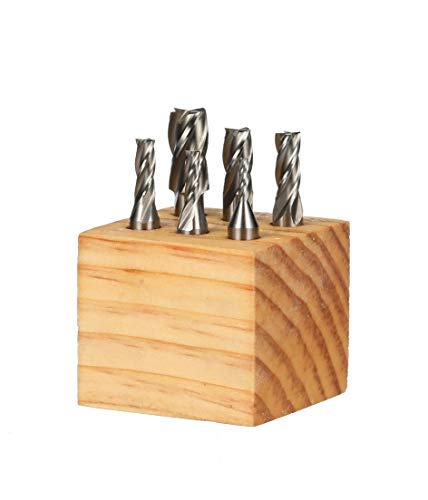 HHIP 8000-0002 4 Flute High Speed Steel End Mill Set, 6 Piece, 3/8' Shank