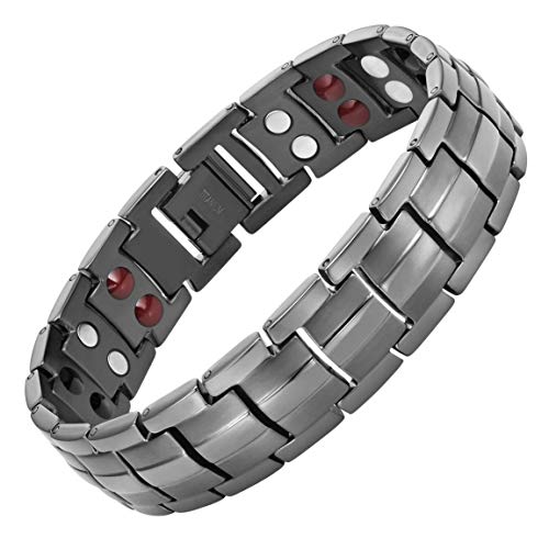 Willis Judd Double Strength 4 Element Titanium Magnetic Therapy Bracelet for Arthritis Pain Relief Gunmetal Colour Adjustable