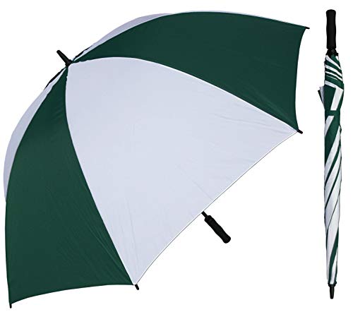 RainStoppers 68-Inch Oversize Windproof Golf Umbrella (Dark Green and White)