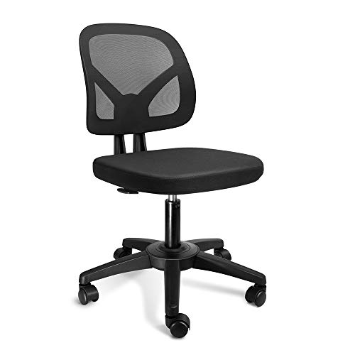 KOLLIEE Armless Mesh Office Chair Ergonomic Comfortable Armless Desk Chair Small Black Adjustable Computer Chair No Armrest Mid Back Swivel Task Chair for Small Spaces