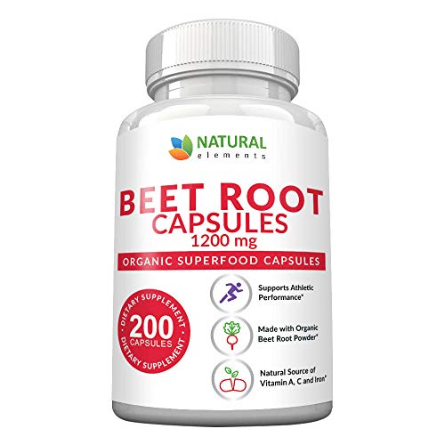 Beet Root Capsules - 1200mg Per Serving - 200 Beet Root Powder Capsules - Beetroot Powder Supports Lower Blood Pressure, Athletic Performance, Digestive, Immune System (Pure, Non-GMO & Gluten Free)