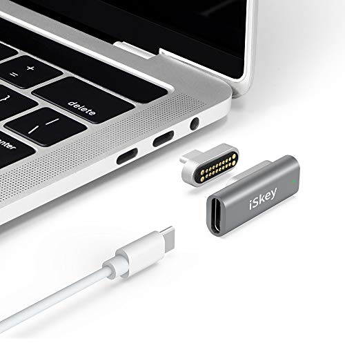 Magnetic USB C Adapter 20Pins Type C Connector, Support USB PD 100W Quick Charge, 10Gb/s Data Transfer and 4K@60 Hz Video Output Compatible with MacBook Pro/Air and More Type C Devices (Grey)