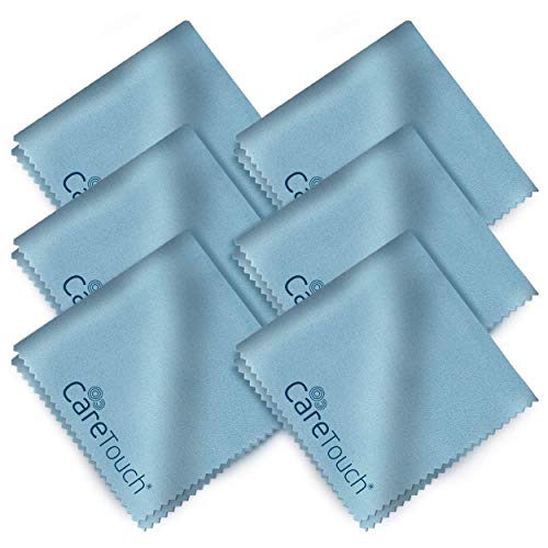 Care Touch Microfiber Cleaning Cloths, 6 Pack - Cleans Glasses, Lenses, Phones, Screens, Other Delicate Surfaces - Large Lint Free Microfiber Cloths - 6'x7'
