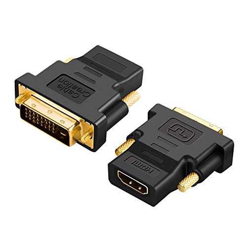 CableCreation DVI to HDMI Adapter,2-Pack Bi-Directional DVI Male to HDMI Female Converter, Support 1080P, 3D for PS3,PS4,TV Box,Blu-ray,Projector,HDTV