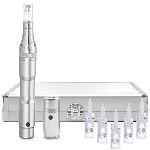 Angel Kiss A9 Microneedling Pen Professional Kit - Derma Microneedle Pen for Face Body Skin Care Hair Growth - with 5 Pcs 12 Pins Cartridges