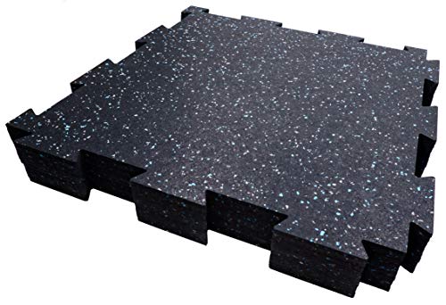 Dinoflex Rubber King Performance Flooring – Best Indoor/Outdoor Tiles 19” x 19”- 6mm 10pc (Grey/Blue)