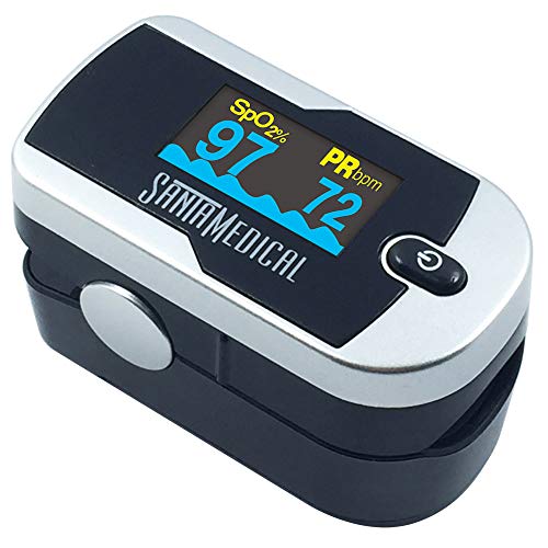 Santamedical Generation 2 Fingertip Pulse Oximeter Oximetry Blood Oxygen Saturation Monitor with Batteries and Lanyard