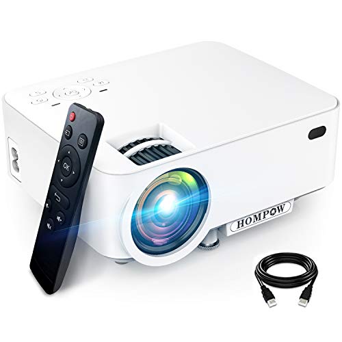 Mini Projector - 3600L Hompow Smartphone Portable Video Projector 1080P Supported 176' Display, 50,000 Hours Led, Compatible with TV Stick/HDMI/VGA/USB/TV Box/Laptop/DVD/PS4 for Home Entertainment