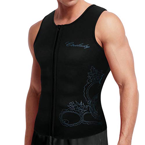 CtriLady Men’s Wetsuit Top Neoprene Vest with Front Zipper, UV Protection, Sleeveless Workout Top for Swimming, Diving, Surfing and Canoeing (Black, M)