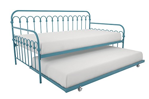 Novogratz Bright Pop Daybed with Trundle | Twin Size Frame in Teal color