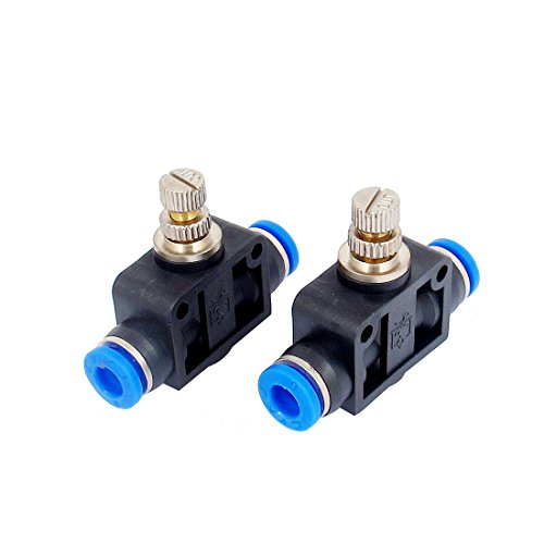 uxcell a15082600ux0960 Tube Flow Speed Control Valve Pneumatic Push in Fittings, 6 mm OD, 2 Piece, Metal, 0.24'