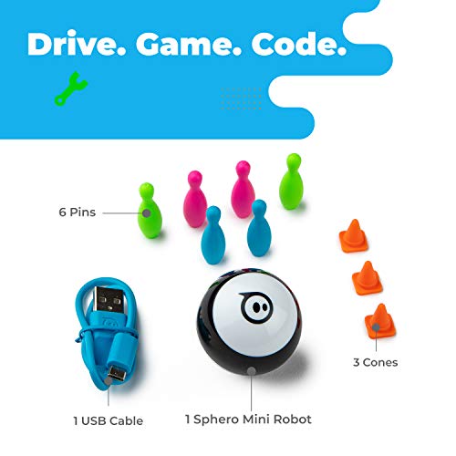 Sphero Mini (Black) App-Enabled Programmable Robot Ball - STEM Educational Toy for Kids Ages 8 & Up - Drive, Game & Code with Sphero Play & Edu App