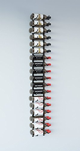 VintageView WS62 6-Foot 36 Bottle Metal Wall Mounted Wine Rack in Brushed Nickel (2 Rows Deep)