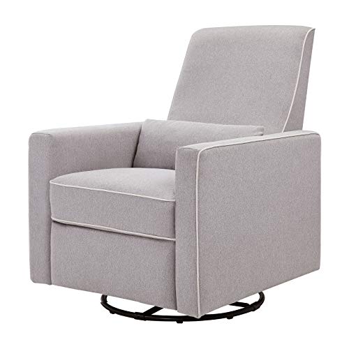 DaVinci Piper Upholstered Recliner and Swivel Glider in Grey with Cream Piping, Greenguard Gold Certified