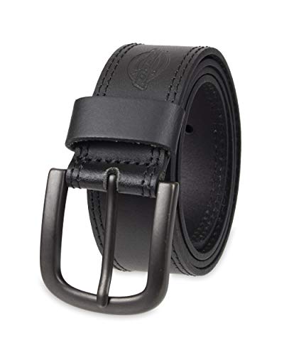 Dickies Men's 100% Leather Jeans Belt with Stitch Design and Prong Buckle, Black, 36 (Waist: 34)