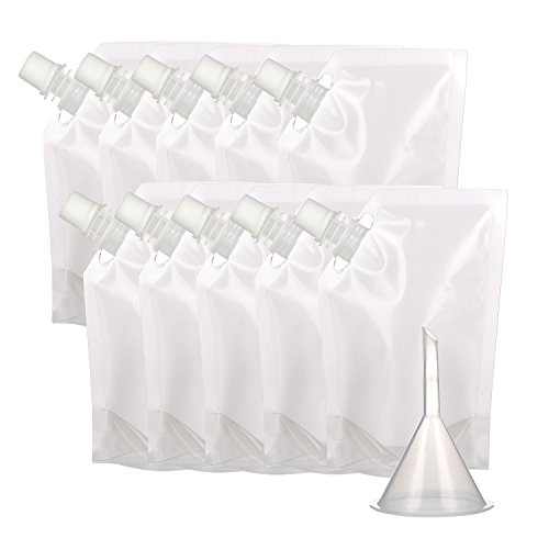 Shappy 10 Pieces Drinks Flasks Liquor Pouch Reusable Drinking Flasks Concealable Plastic Flasks with Funnel (420 ml)