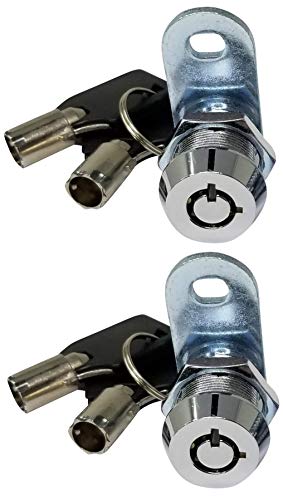 Admiral Locks Tubular Cam Lock, Keyed Alike Removable Key (5/8 Inch 90°, Chrome Pack of 2)
