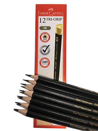Faber-Castell Wooden Lead Pencils Tri-Grip 2B Smooth and Dark Pre-sharpened Pencils - Box of 12