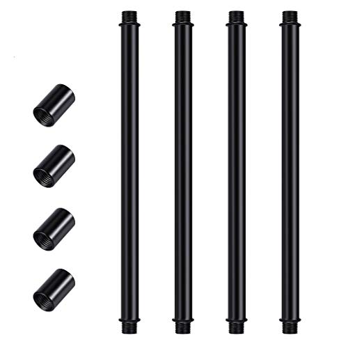 PEESIN 12 Inches Hanging Fan Downrod, 4 Pack Black Downrods for Fans, Metal Lamp Rod Extension with Threads for Outdoor 1/2 In Ceiling Fan, Emerson Fan, Sturdy Pendant Lighting Extension Rod Kit