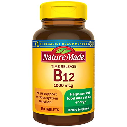 Nature Made Vitamin B12 1000 mcg Time Release Tablets, 160 Count Value Size (Packaging May Vary)