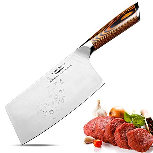 Meat Cleaver,7 inch Vegetable and Butcher Knife German High Carbon Stainless Steel Kitchen Knife chef knives with Ergonomic Handle for Home, Kitchen & Restaurant