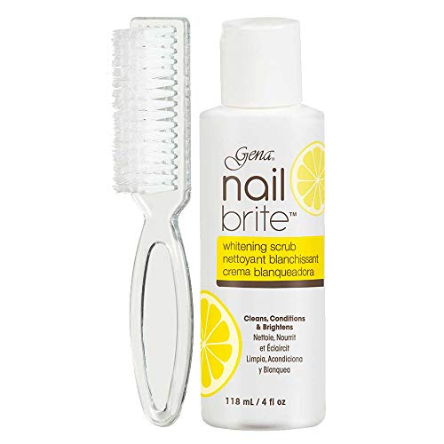 Gena Nail Brite Whitening Scrub with Brush, Cleans Conditions & Brightens Nails, 4 oz