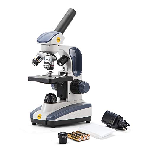 Swift Compound Monocular Microscope SW200DL with 40X-1000X Magnification, Dual Light, Precision Fine Focus, Wide-Field 25X Eyepiece and Cordless Capability for Student Beginner