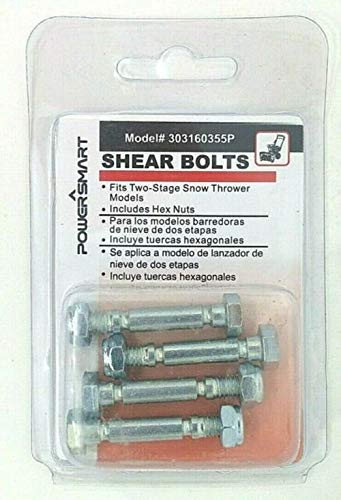 PowerSmart Part 303160355P / 303160355 Set of Four Shear Pins and Nuts Snowblowers