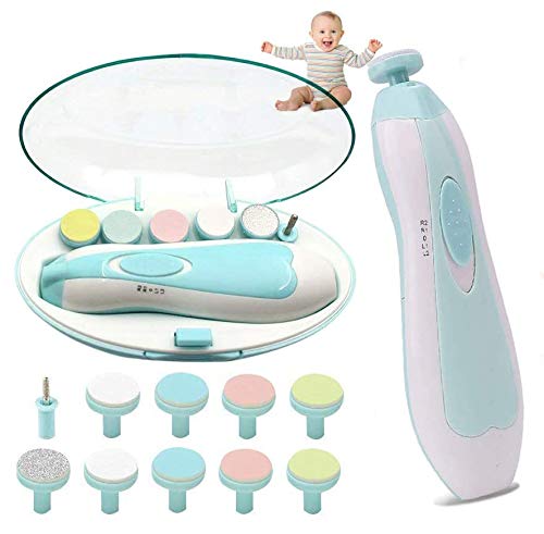 Baby Nail File Electric, Nail Trimmer for Baby with Light, 10 Replacement Pads and 4 Speed Control Modes for Newborn Infant Toddler Kids Women Adult Toes and Fingernails - Baby Nail Kit