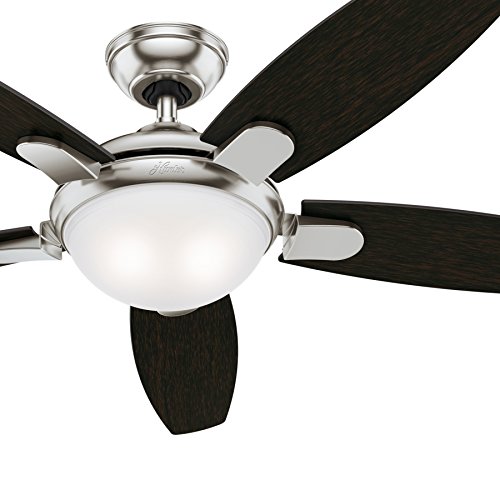 Hunter 54 in. Contemporary Ceiling Fan in Brushed Nickel with LED Light and Remote Control (Renewed)