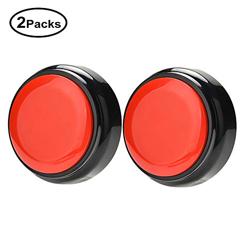 Cover Recordable 20 Seconds Surprise Message Talking Button Record Answer Buzzers Set of 2 (Red-Black)