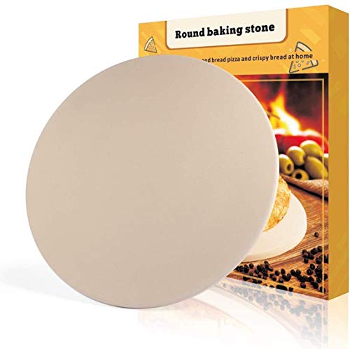 Pizza Stone, 15''x 15'' Round Engineered Tuff Cordierite Durable Baking Stones for Ovens & Grill & BBQ, Stone Oven Round Pizza Stone