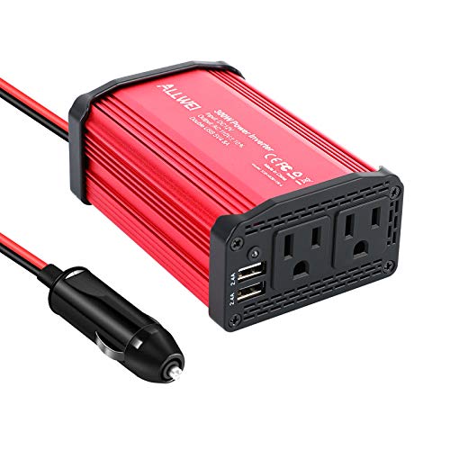 300W Car Power Inverter DC 12V to 110V AC Converter 4.8A Dual USB Charging Ports Car Charger Adapter