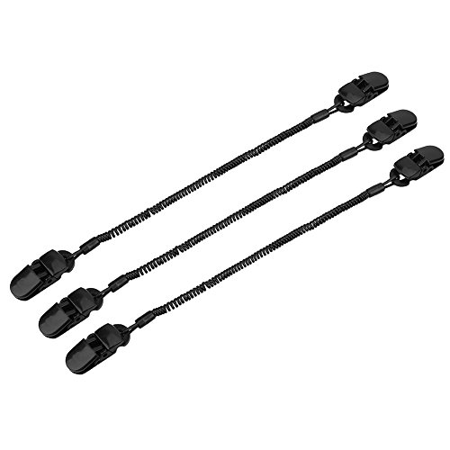 3pcs Hat Strap Clips, Black Cap Retainer Fishing Apparel Keeper Holder and Coiled Cord for Golfing Fishing Boating Sailing Other Sports