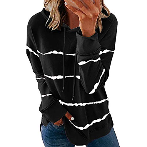 Womens Fall Clothes Fashion Hoodie Casual Color Block Hooded Long Sleeve Tops Loose Pullover Blouse