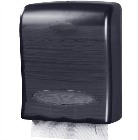 Touchless Paper Towel Dispenser by Oasis Creations  - Wall Mount - Hold 500 Multifold Paper Towels - Black Smoke