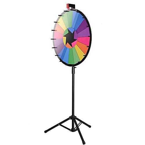 WinSpin 24' Tripod Editable Color Prize Wheel 18 Slot Spinning Game with Dry Erase for Live Stream Tradeshow Carn