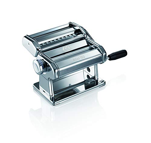 Marcato Atlas 150 Pasta Machine, Made in Italy, Includes Cutter, Hand Crank, and Instructions, 150 mm, Stainless Steel