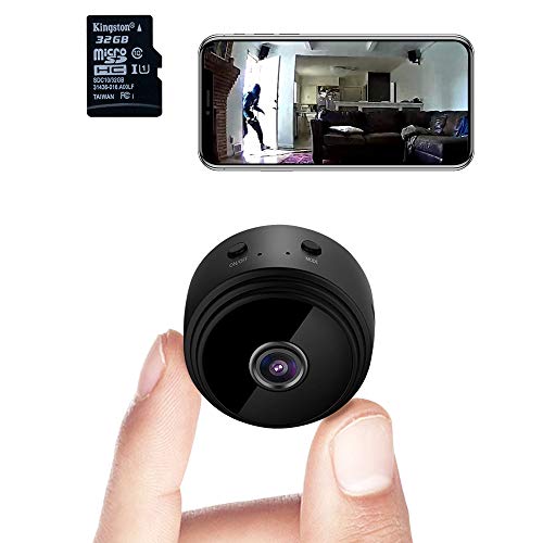 Mini Spy Camera WiFi Wireless Hidden Video Camera 1080P HD Small Home Security Surveillance Cameras with 32G SD Card, Portable Tiny Nanny Cam with Night Vision Motion Detection for Car Indoor Outdoor