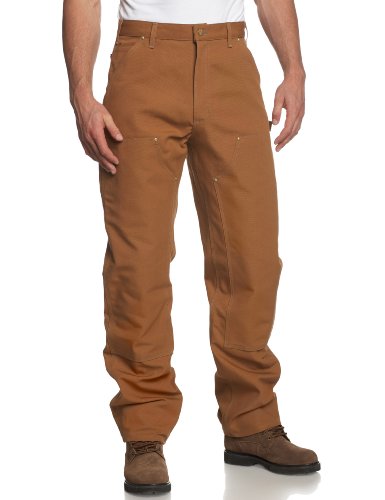 Carhartt Men's Firm Duck Double-Front Work Dungaree Pant B01, Brown, 36W X 34L