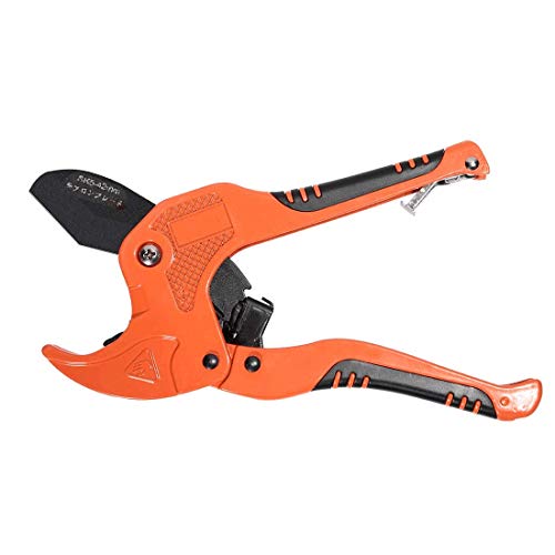 Zantlea Pipe and Tube Cutter, Ratcheting Hose Cutter One-hand Fast Pipe Cutting Tool with Ratchet Drive for Cutting Less Than 1-1/4' O.D. PEX, PVC, and PPR Pipe (Orange)