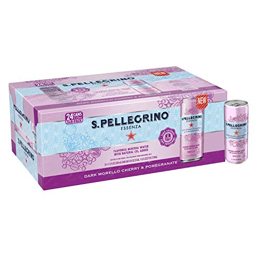 S.Pellegrino Essenza Dark Morello Cherry & Pomegranate Flavored Mineral Water, 11.15 Fl Oz Can (24 Pack)