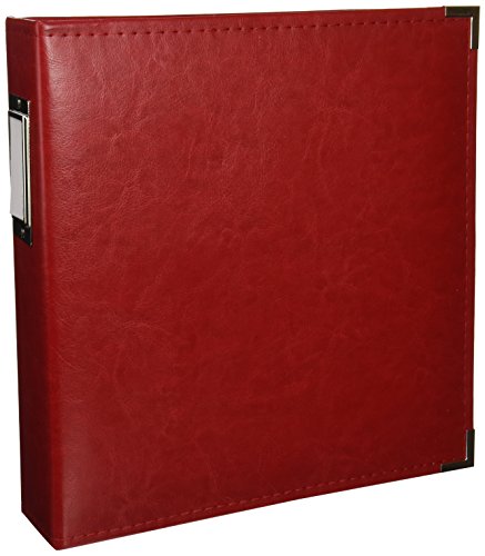 8.5 x 11-inch Classic Leather 3-Ring Album by We R Memory Keepers | Real Red, includes 5 page protectors