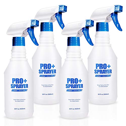 Airbee Plastic Spray Bottle (4 Pack,16 Oz), Commercial Household Empty Water Sprayer Cleaning Solutions, No Leak and Clog for Planting Pet with Adjustable Nozzle and Measurements