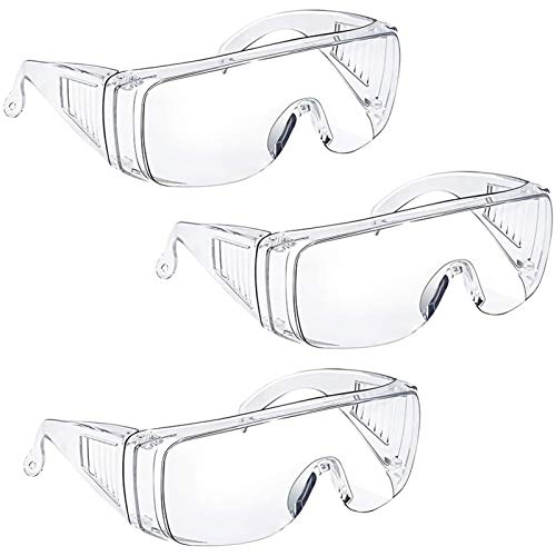 Safety Glasses Over Glasses Goggles Protective Eyewear for Work - Anti Fog Shooting Glasses Eye Protection with Clear Vision,Scratch & UV Resistant Safety Glasses for Men Women Lab Clear 3 Pack